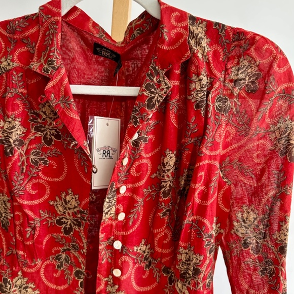 RRL Ralph Ralph Lauren Red Bias-Cut Floral Cotton Dress Size 1 XS Small - Picture 8 of 14